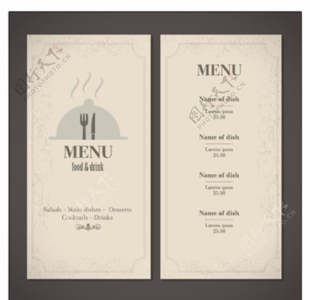 复古风格的餐厅菜单