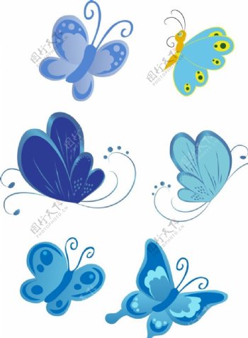 卡通蓝色蝴蝶