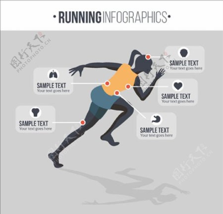 女性剪影轮廓跑步运动信息