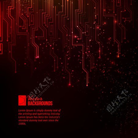 红色大数据线条电路板科技感素材