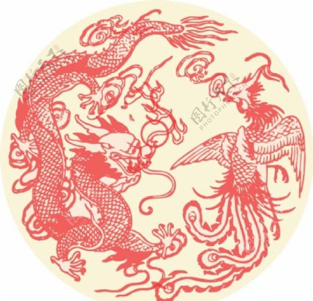 龙凤呈祥传统剪纸纹样