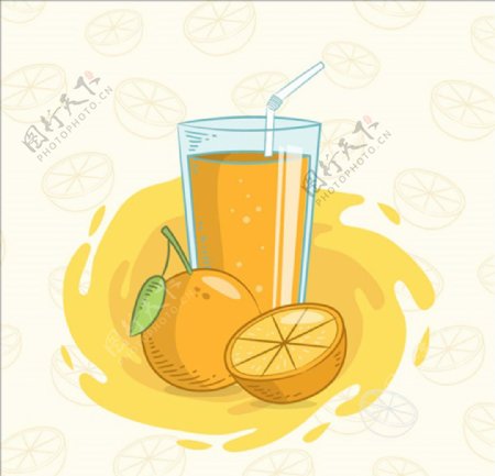 手绘橙汁插图