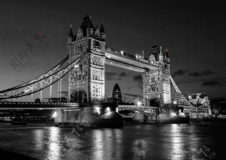 伦敦铁桥英国铁桥黑白艺术图