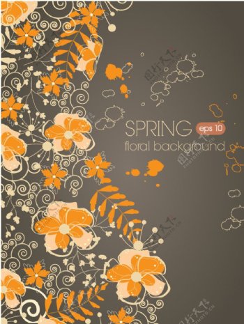 春季花卉装饰背景矢量素材