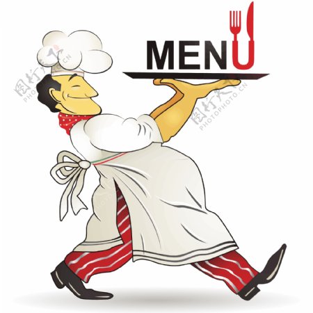 西餐卡通人物厨师