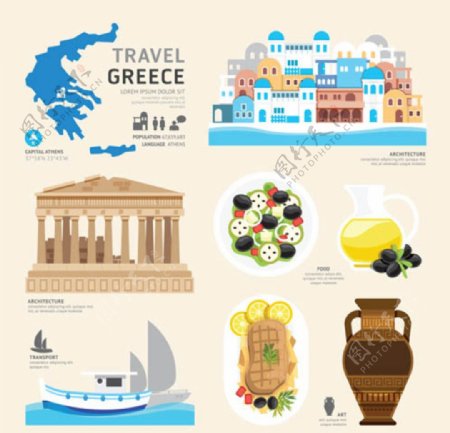 希腊扁平旅游