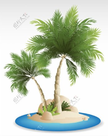 沙滩椰子树背景矢量素材