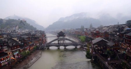 凤凰古城雨天大景高清合集