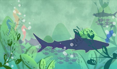 河流鱼类插画