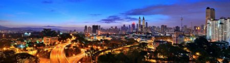 马来西亚吉隆坡璀璨夜景全景图