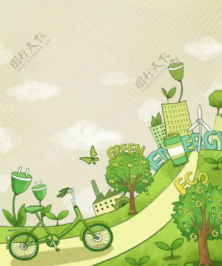 绿色环保脚踏车树