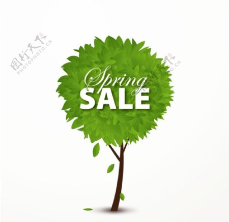 春季树木销售海报矢量素材