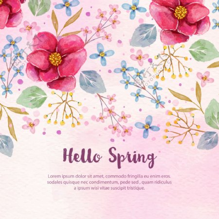 水彩春季花卉海报