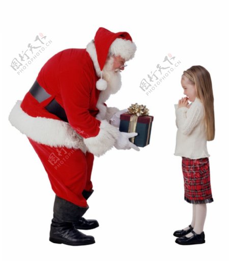 圣诞老人送礼物给小女孩
