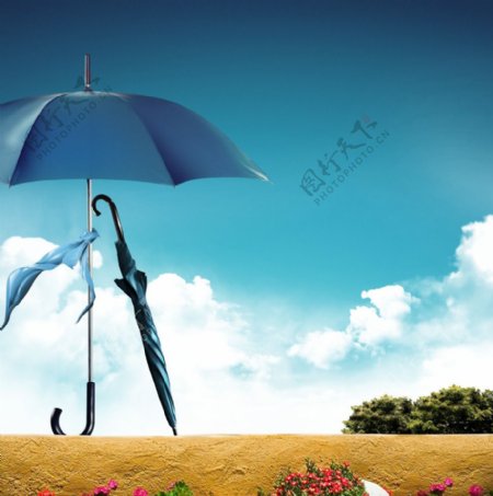 创意雨伞意境