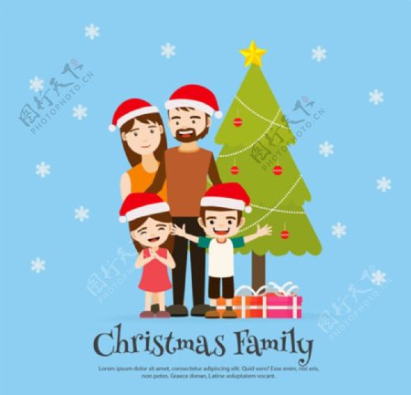 圣诞节和家人一起的孩子