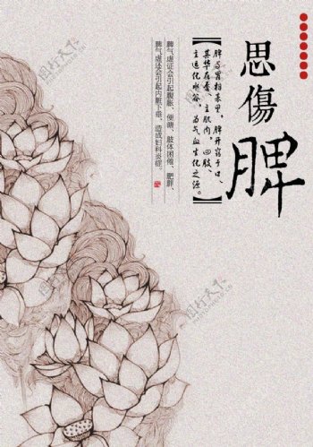 中式花卉图案养生模板下载