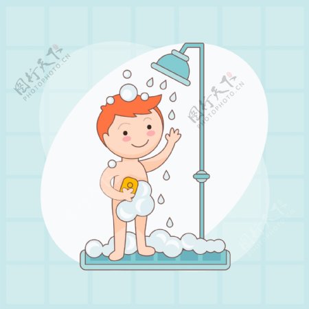 儿童节快乐淋浴的孩子