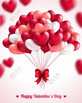 情人节矢量心形气球