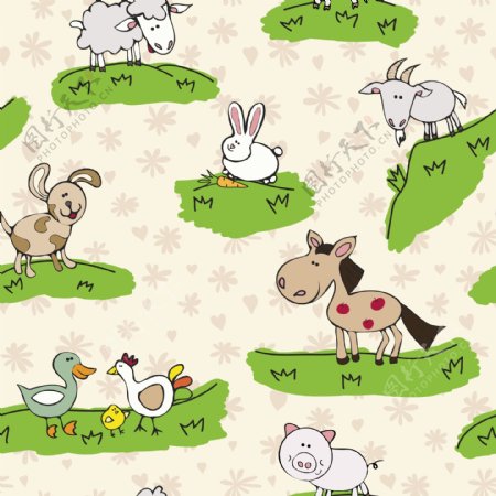 草原动物可爱动物图案矢量素材
