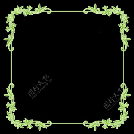 绿色抽象花纹边框免抠png透明图层素材