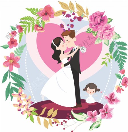 小清新花环婚礼logo