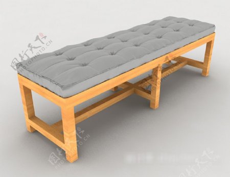 简约沙发长凳3d模型下载