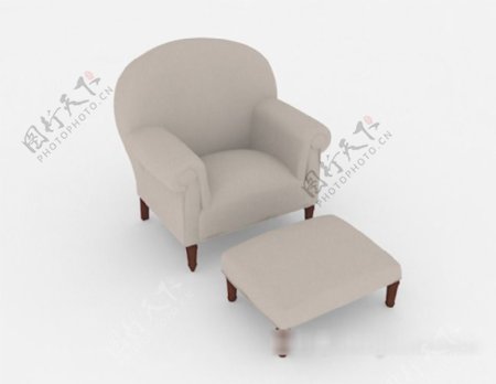 简单浅灰色单人沙发3d模型下载
