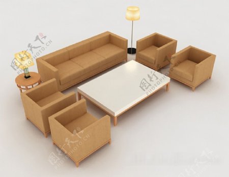 简约黄色组合沙发3d模型下载