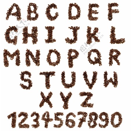 咖啡豆字母数字设计图片