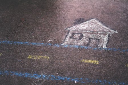 艺术街道房屋粉笔绘图