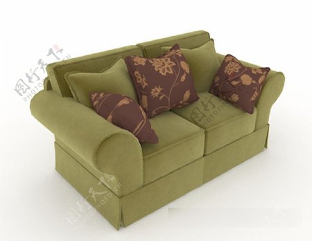 田园绿色沙发3d模型下载