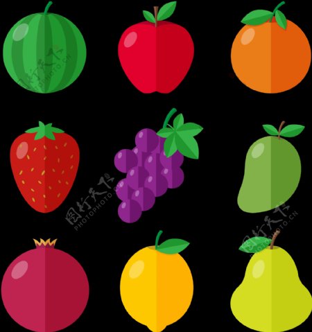 各种扁平水果插画图标免抠png透明素材