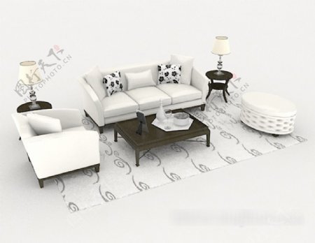 现代白色简约组合沙发3d模型下载