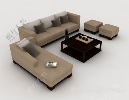 新中式简约组合沙发3d模型下载