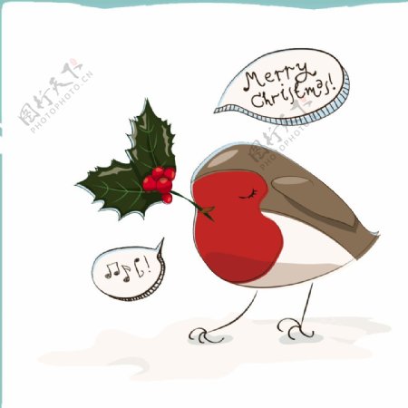 圣诞卡通小鸟素材
