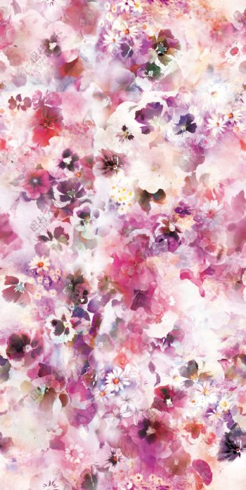 兰紫色花朵图案数码印花设计