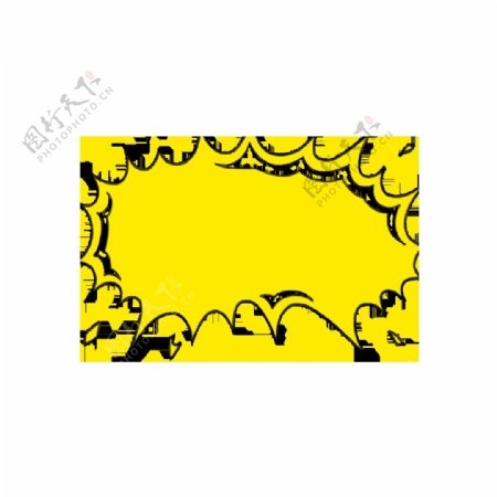 黄色花纹边框元素