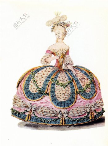 欧洲古典洛可可花瓣裙设计图