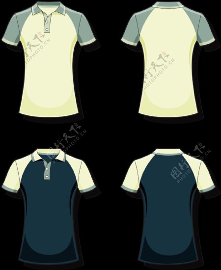 两款T恤衫模板免抠png透明图层素材