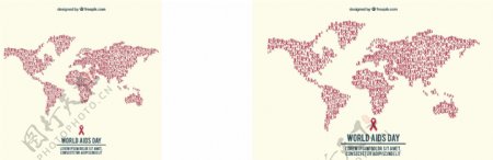 艾滋病日用红丝带制作世界地图的背景