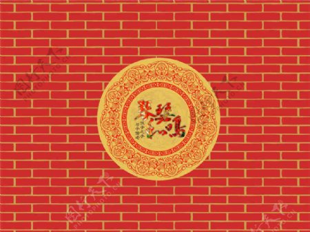 中式婚礼喷绘背景