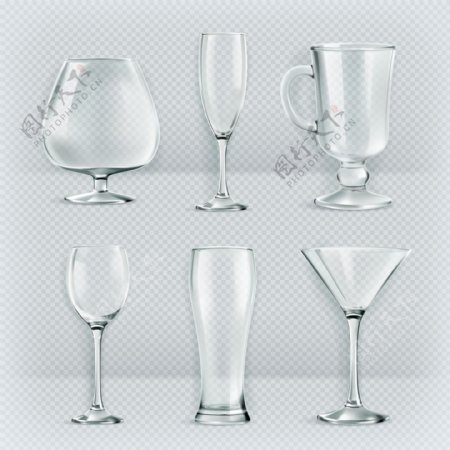 6款创意玻璃杯设计矢量素材