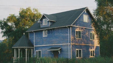 蓝颜色的别墅