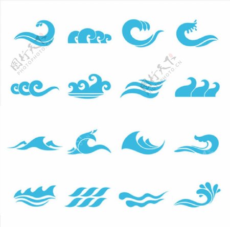 浪花标志设计矢量素材海浪logo