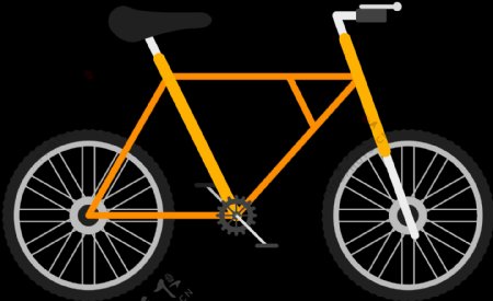 黄色简约自行车插画免抠png透明图层素材