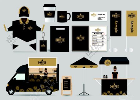 咖啡店企业品牌形象塑造模板图片