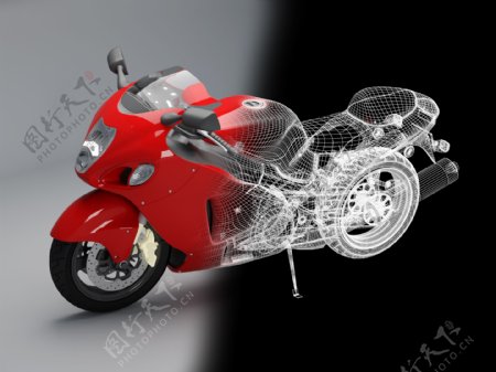 华丽三维立体摩托车图片素材