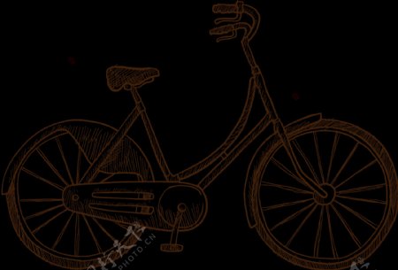 手绘素描自行车插画免抠png透明图层素材