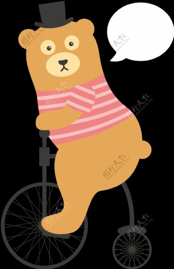 卡通熊骑自行车插画免抠png透明图层素材